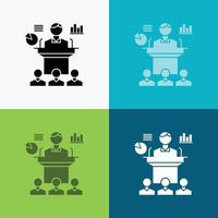 Business. conference. convention. presentation. seminar Icon Over Various Background. glyph style design. designed for web and app. Eps 10 vector illustration