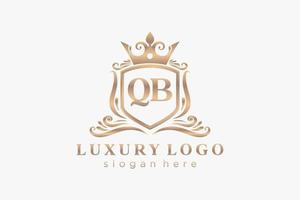 Initial QB Letter Royal Luxury Logo template in vector art for Restaurant, Royalty, Boutique, Cafe, Hotel, Heraldic, Jewelry, Fashion and other vector illustration.
