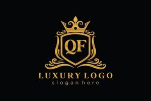 Initial QF Letter Royal Luxury Logo template in vector art for Restaurant, Royalty, Boutique, Cafe, Hotel, Heraldic, Jewelry, Fashion and other vector illustration.