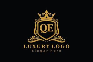 Initial QE Letter Royal Luxury Logo template in vector art for Restaurant, Royalty, Boutique, Cafe, Hotel, Heraldic, Jewelry, Fashion and other vector illustration.