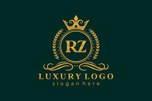 Initial RZ Letter Royal Luxury Logo template in vector art for Restaurant, Royalty, Boutique, Cafe, Hotel, Heraldic, Jewelry, Fashion and other vector illustration.