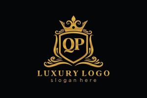 Initial QP Letter Royal Luxury Logo template in vector art for Restaurant, Royalty, Boutique, Cafe, Hotel, Heraldic, Jewelry, Fashion and other vector illustration.