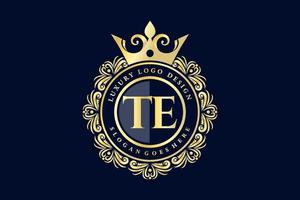 te letra inicial oro caligráfico femenino floral dibujado a mano monograma heráldico antiguo estilo vintage lujo diseño de logotipo vector premium