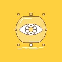 visualize. conception. monitoring. monitoring. vision Flat Line Filled Icon. Beautiful Logo button over yellow background for UI and UX. website or mobile application vector
