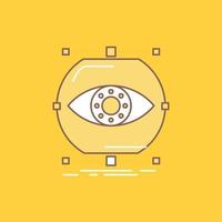 visualize. conception. monitoring. monitoring. vision Flat Line Filled Icon. Beautiful Logo button over yellow background for UI and UX. website or mobile application vector