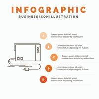 audio. card. external. interface. sound Infographics Template for Website and Presentation. Line Gray icon with Orange infographic style vector illustration