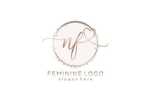 Initial NF handwriting logo with circle template vector logo of initial wedding, fashion, floral and botanical with creative template.