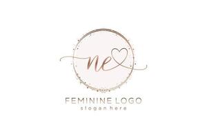 Initial NE handwriting logo with circle template vector logo of initial wedding, fashion, floral and botanical with creative template.