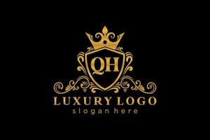 Initial QH Letter Royal Luxury Logo template in vector art for Restaurant, Royalty, Boutique, Cafe, Hotel, Heraldic, Jewelry, Fashion and other vector illustration.