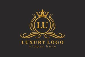 plantilla de logotipo de lujo real de letra lu inicial en arte vectorial para restaurante, realeza, boutique, cafetería, hotel, heráldica, joyería, moda y otras ilustraciones vectoriales. vector