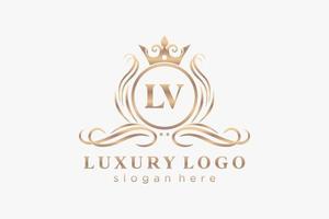 plantilla de logotipo de lujo real de letra lv inicial en arte vectorial para restaurante, realeza, boutique, cafetería, hotel, heráldica, joyería, moda y otras ilustraciones vectoriales. vector