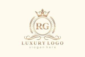 Initial RG Letter Royal Luxury Logo template in vector art for Restaurant, Royalty, Boutique, Cafe, Hotel, Heraldic, Jewelry, Fashion and other vector illustration.