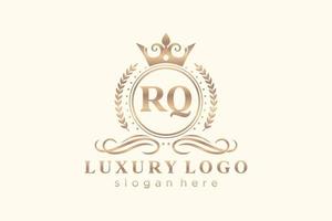 Initial RQ Letter Royal Luxury Logo template in vector art for Restaurant, Royalty, Boutique, Cafe, Hotel, Heraldic, Jewelry, Fashion and other vector illustration.