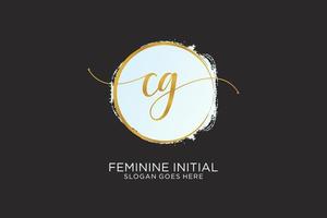 Initial CG handwriting logo with circle template vector signature, wedding, fashion, floral and botanical with creative template.