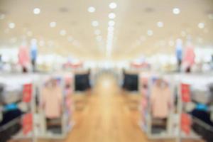 Abstract blur clothing boutique display interior of shopping mall background photo