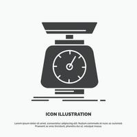 implementación. masa. escala. escamas. icono de volumen símbolo gris vectorial de glifo para ui y ux. sitio web o aplicación móvil vector