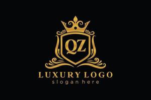 Initial QZ Letter Royal Luxury Logo template in vector art for Restaurant, Royalty, Boutique, Cafe, Hotel, Heraldic, Jewelry, Fashion and other vector illustration.