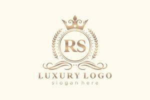 Initial RS Letter Royal Luxury Logo template in vector art for Restaurant, Royalty, Boutique, Cafe, Hotel, Heraldic, Jewelry, Fashion and other vector illustration.