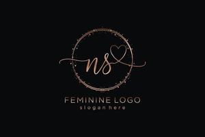 Initial NS handwriting logo with circle template vector logo of initial wedding, fashion, floral and botanical with creative template.