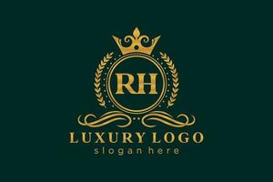 Initial RH Letter Royal Luxury Logo template in vector art for Restaurant, Royalty, Boutique, Cafe, Hotel, Heraldic, Jewelry, Fashion and other vector illustration.