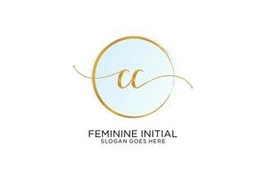 Initial CC handwriting logo with circle template vector signature, wedding, fashion, floral and botanical with creative template.