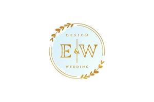 Initial EW beauty monogram and elegant logo design handwriting logo of initial signature, wedding, fashion, floral and botanical with creative template. vector