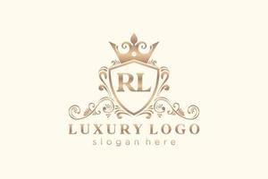 Initial RL Letter Royal Luxury Logo template in vector art for Restaurant, Royalty, Boutique, Cafe, Hotel, Heraldic, Jewelry, Fashion and other vector illustration.