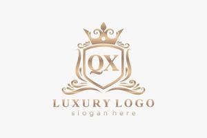 Initial QX Letter Royal Luxury Logo template in vector art for Restaurant, Royalty, Boutique, Cafe, Hotel, Heraldic, Jewelry, Fashion and other vector illustration.