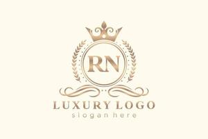 Initial RN Letter Royal Luxury Logo template in vector art for Restaurant, Royalty, Boutique, Cafe, Hotel, Heraldic, Jewelry, Fashion and other vector illustration.