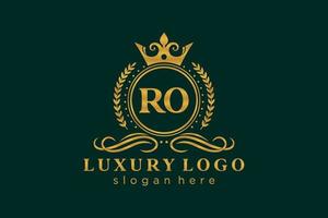 Initial RO Letter Royal Luxury Logo template in vector art for Restaurant, Royalty, Boutique, Cafe, Hotel, Heraldic, Jewelry, Fashion and other vector illustration.