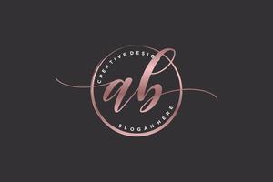 Initial AB handwriting logo with circle template vector signature, wedding, fashion, floral and botanical with creative template.