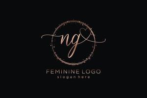 Initial NG handwriting logo with circle template vector logo of initial wedding, fashion, floral and botanical with creative template.
