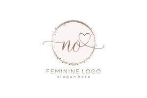 Initial NO handwriting logo with circle template vector logo of initial wedding, fashion, floral and botanical with creative template.