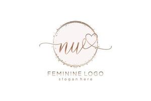 Initial NW handwriting logo with circle template vector logo of initial wedding, fashion, floral and botanical with creative template.
