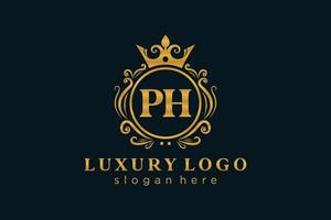 Initial PH Letter Royal Luxury Logo template in vector art for Restaurant, Royalty, Boutique, Cafe, Hotel, Heraldic, Jewelry, Fashion and other vector illustration.