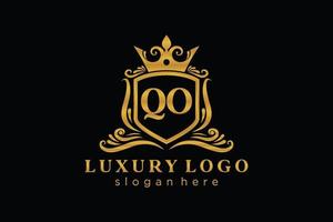 Initial QO Letter Royal Luxury Logo template in vector art for Restaurant, Royalty, Boutique, Cafe, Hotel, Heraldic, Jewelry, Fashion and other vector illustration.