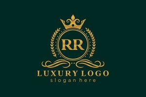 Initial RR Letter Royal Luxury Logo template in vector art for Restaurant, Royalty, Boutique, Cafe, Hotel, Heraldic, Jewelry, Fashion and other vector illustration.