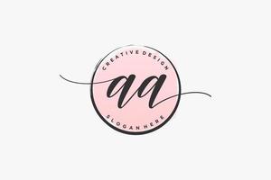 Initial AA handwriting logo with circle template vector signature, wedding, fashion, floral and botanical with creative template.