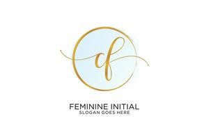 Initial CF handwriting logo with circle template vector signature, wedding, fashion, floral and botanical with creative template.