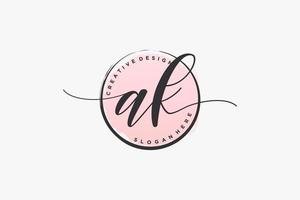 Initial AK handwriting logo with circle template vector signature, wedding, fashion, floral and botanical with creative template.