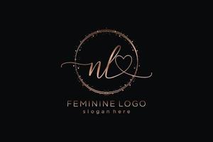 Initial NL handwriting logo with circle template vector logo of initial wedding, fashion, floral and botanical with creative template.