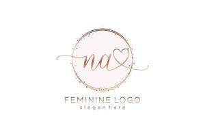 Initial NA handwriting logo with circle template vector logo of initial wedding, fashion, floral and botanical with creative template.