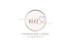 Initial NA handwriting logo with circle template vector logo of initial wedding, fashion, floral and botanical with creative template.