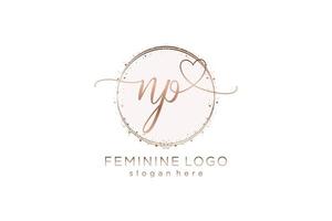 Initial NP handwriting logo with circle template vector logo of initial wedding, fashion, floral and botanical with creative template.