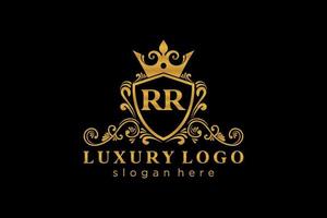 Initial RR Letter Royal Luxury Logo template in vector art for Restaurant, Royalty, Boutique, Cafe, Hotel, Heraldic, Jewelry, Fashion and other vector illustration.