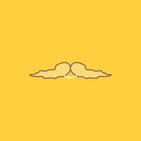 moustache, Hipster, movember, male, men Flat Line Filled Icon. Beautiful Logo button over yellow background for UI and UX, website or mobile application vector