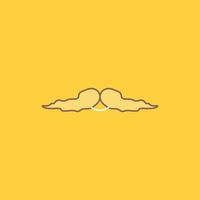 moustache, Hipster, movember, male, men Flat Line Filled Icon. Beautiful Logo button over yellow background for UI and UX, website or mobile application vector