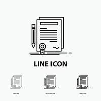 Business. certificate. contract. degree. document Icon in Thin. Regular and Bold Line Style. Vector illustration