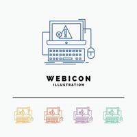 Computer. crash. error. failure. system 5 Color Line Web Icon Template isolated on white. Vector illustration