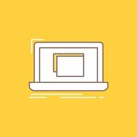 system. monitoring. checklist. Good. OK Flat Line Filled Icon. Beautiful Logo button over yellow background for UI and UX. website or mobile application vector